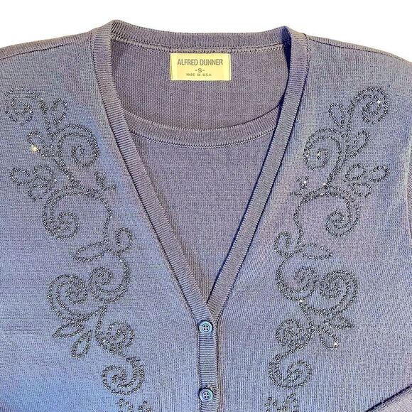 Vintage Blue Alfred Dunner beaded twin set effect sweater size small - Picture 11 of 11